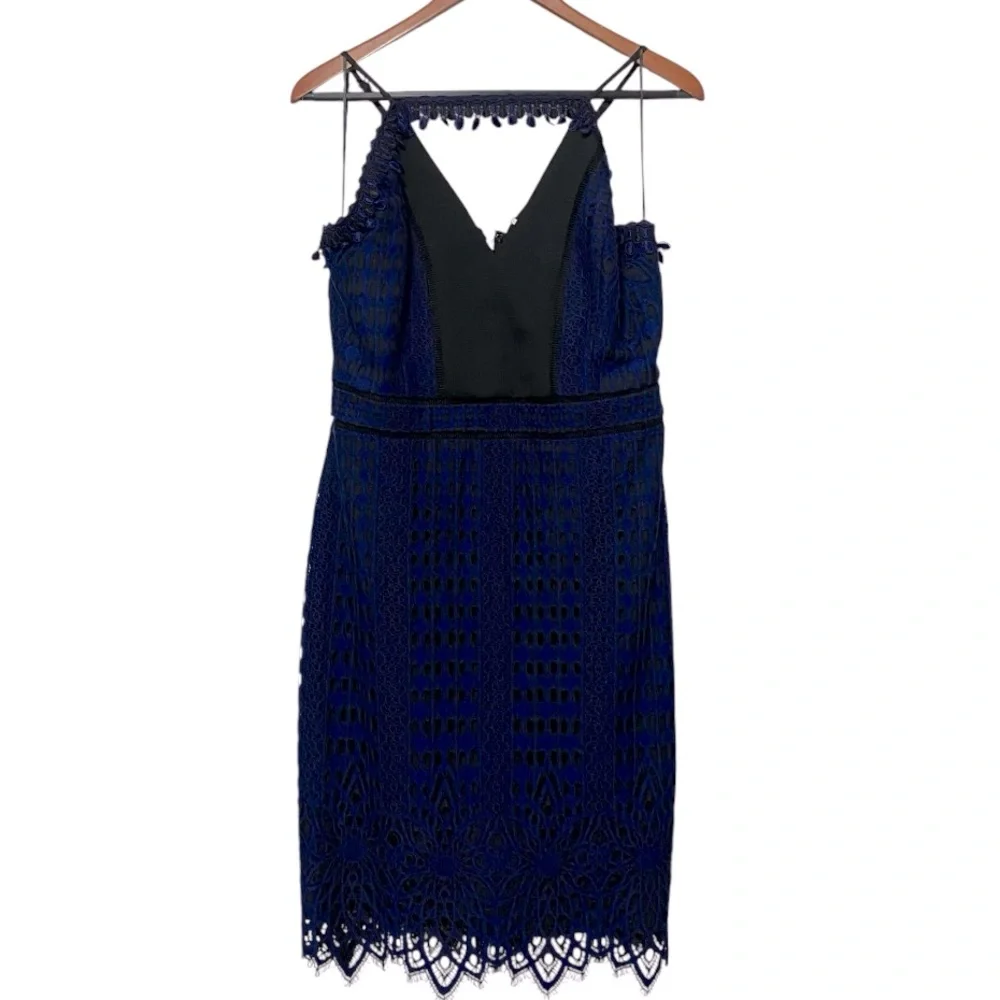 Harlyn Contrast Chiffon Lace Halter Body-Con Dress Women's Size XXL Whimsigoth - Picture 3 of 15